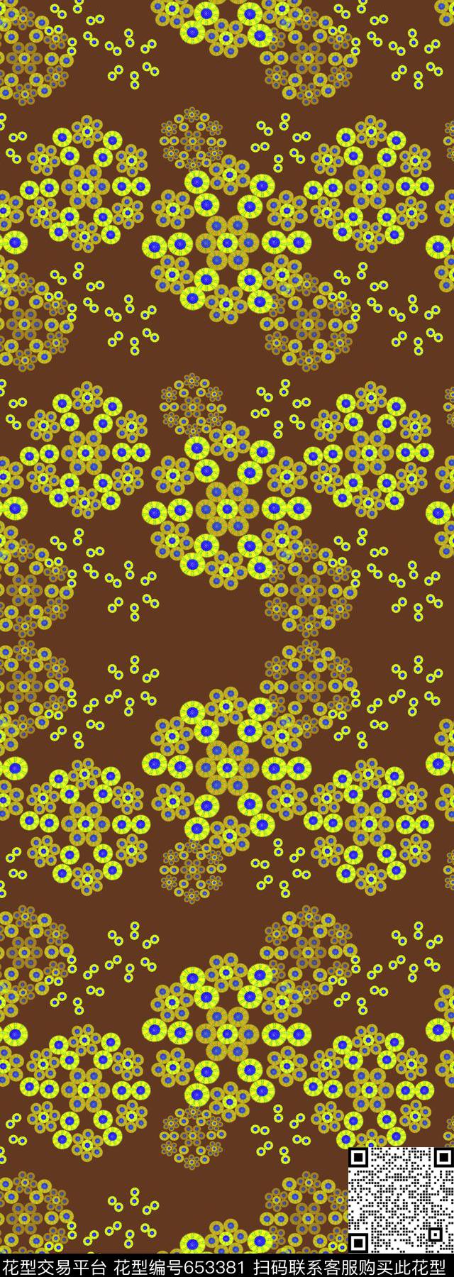 圆圈组合丝巾围巾秀场多色数码印花华亿平台下载（图片编号: 653381） - 瓦栏（Walan）