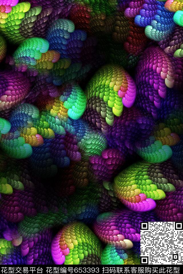 抽象炫彩分形数码印花华亿平台下载（图片编号: 653393） - 瓦栏（Walan）