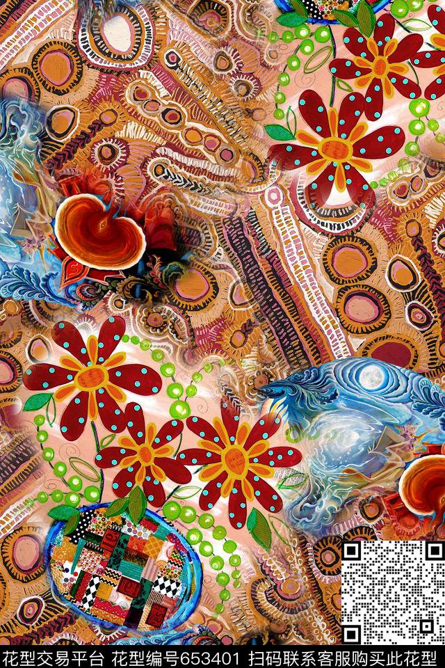 时尚几何拼接数码印花华亿平台下载（图片编号: 653401） - 瓦栏（Walan）