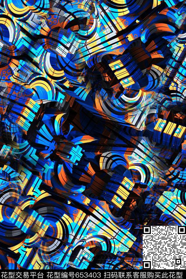 抽象几何数码印花华亿平台下载（图片编号: 653403） - 瓦栏（Walan）