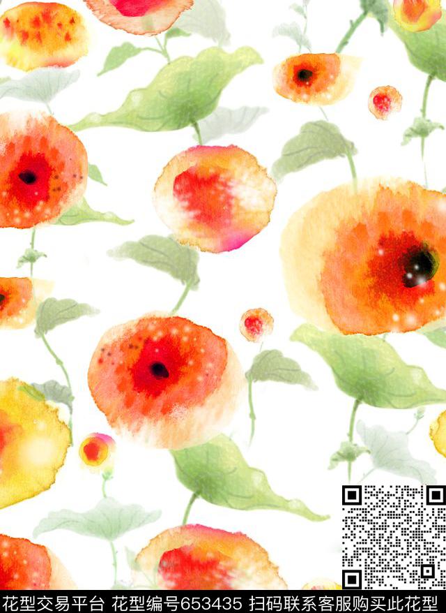 桃花小碎花大花数码印花华亿平台下载（图片编号: 653435） - 瓦栏（Walan）