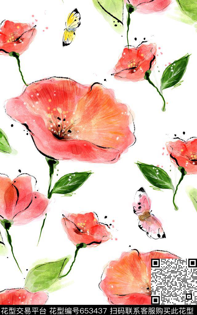 玫瑰牡丹大花数码印花华亿平台下载（图片编号: 653437） - 瓦栏（Walan）
