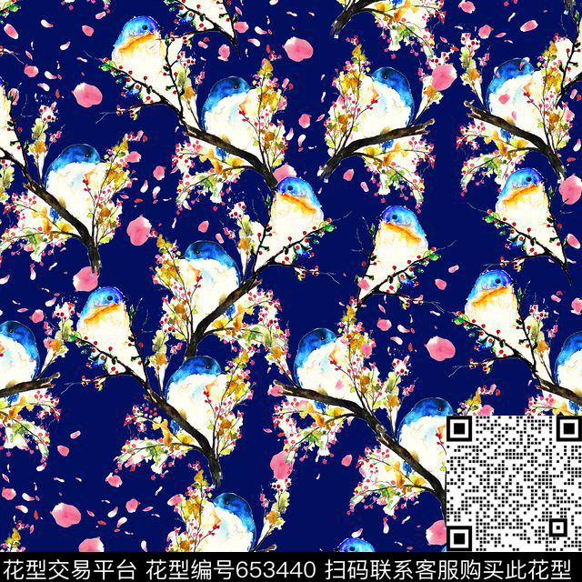 鸟清晰梅花小鸟数码印花华亿平台下载（图片编号: 653440） - 瓦栏（Walan）