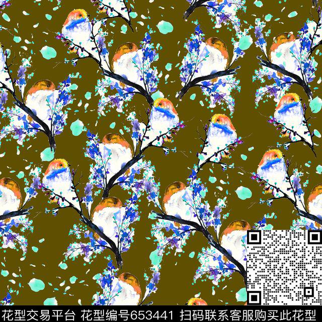 鸟清晰梅花小鸟数码印花华亿平台下载（图片编号: 653441） - 瓦栏（Walan）