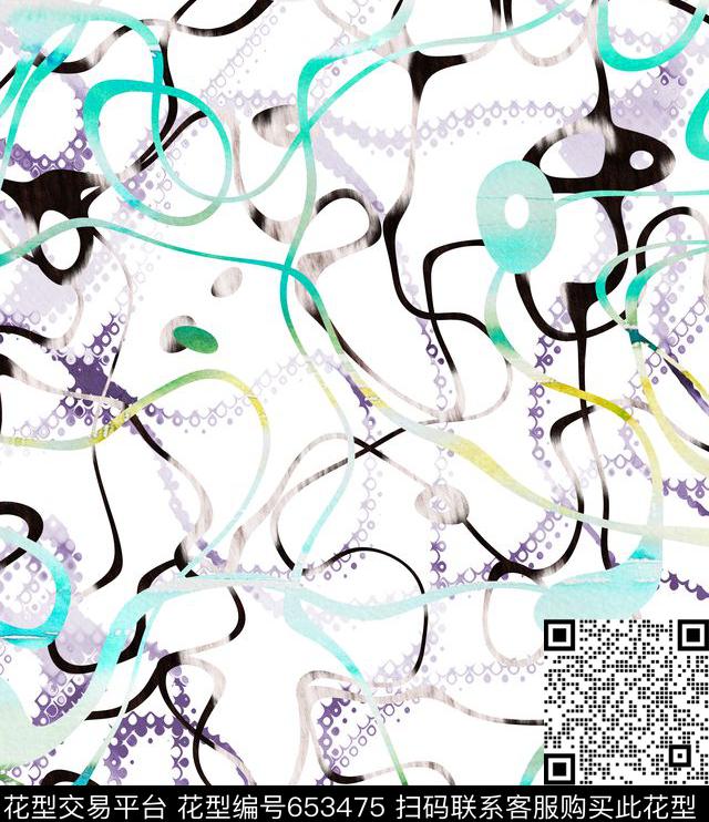运动装手绘几何波纹数码印花华亿平台下载（图片编号: 653475） - 瓦栏（Walan）