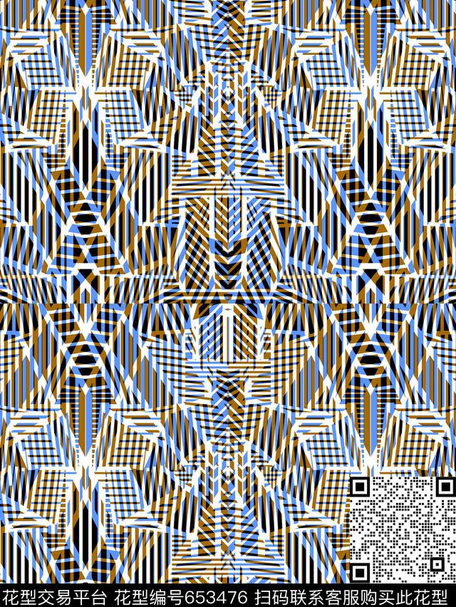 不规则几何竖条横条传统印花华亿平台下载（图片编号: 653476） - 瓦栏（Walan）