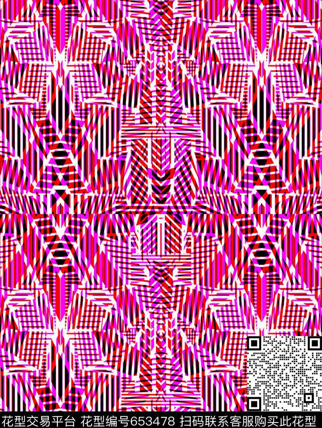 不规则几何竖条横条传统印花华亿平台下载（图片编号: 653478） - 瓦栏（Walan）