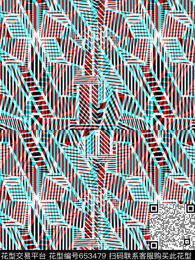 不规则几何竖条横条传统印花华亿平台下载（图片编号: 653479） - 瓦栏（Walan）