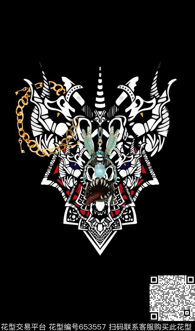 翅膀动物牛头数码印花华亿平台下载（图片编号: 653557） - 瓦栏（Walan）