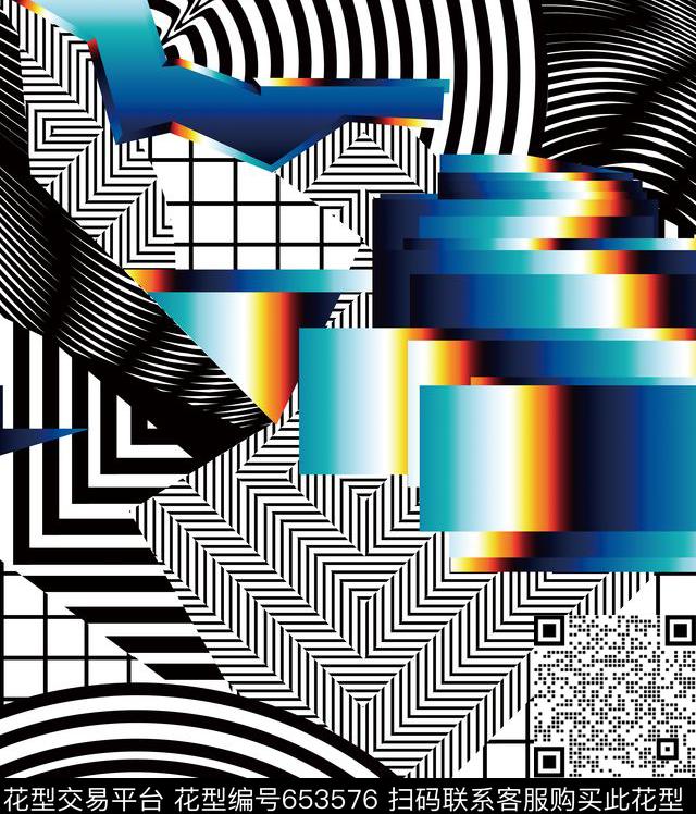 几何不规则几何解构数码印花华亿平台下载（图片编号: 653576） - 瓦栏（Walan）
