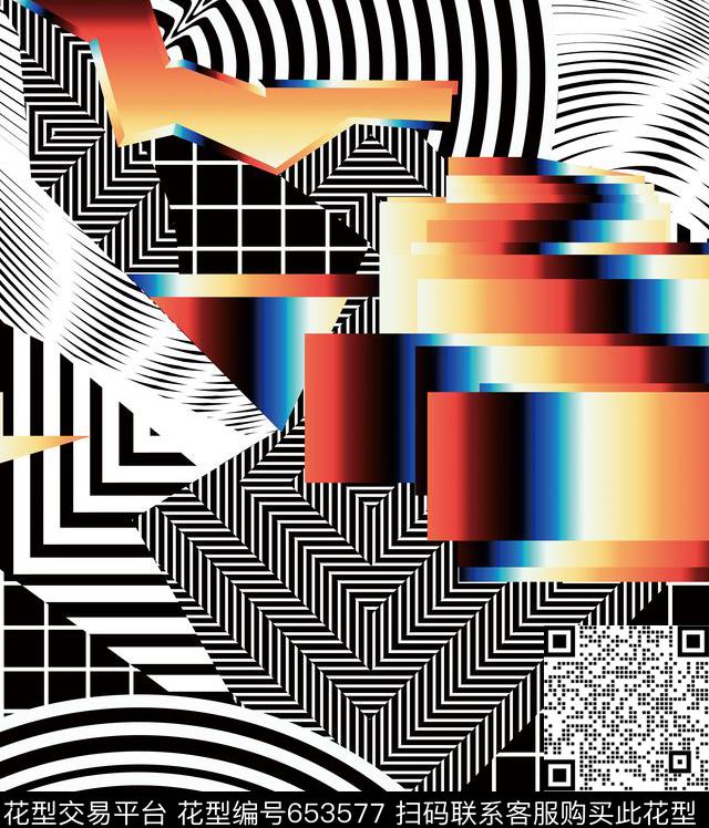 几何不规则几何解构数码印花华亿平台下载（图片编号: 653577） - 瓦栏（Walan）