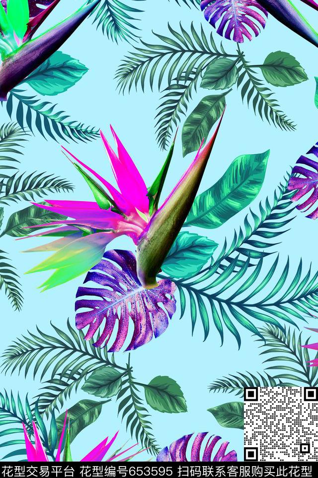 女装热带鹤望兰数码印花华亿平台下载（图片编号: 653595） - 瓦栏（Walan）