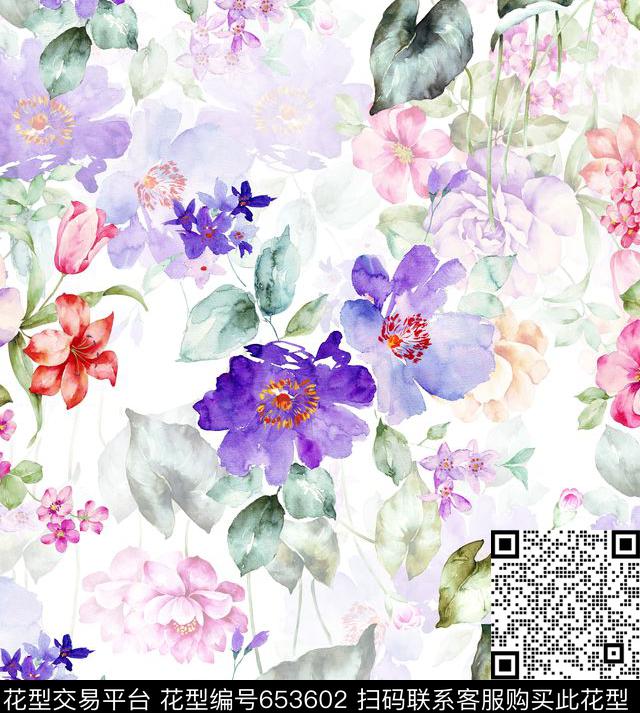 田园小清新花卉数码印花华亿平台下载（图片编号: 653602） - 瓦栏（Walan）