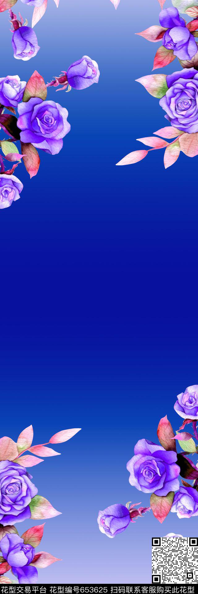 水彩花卉玫瑰数码印花华亿平台下载（图片编号: 653625） - 瓦栏（Walan）