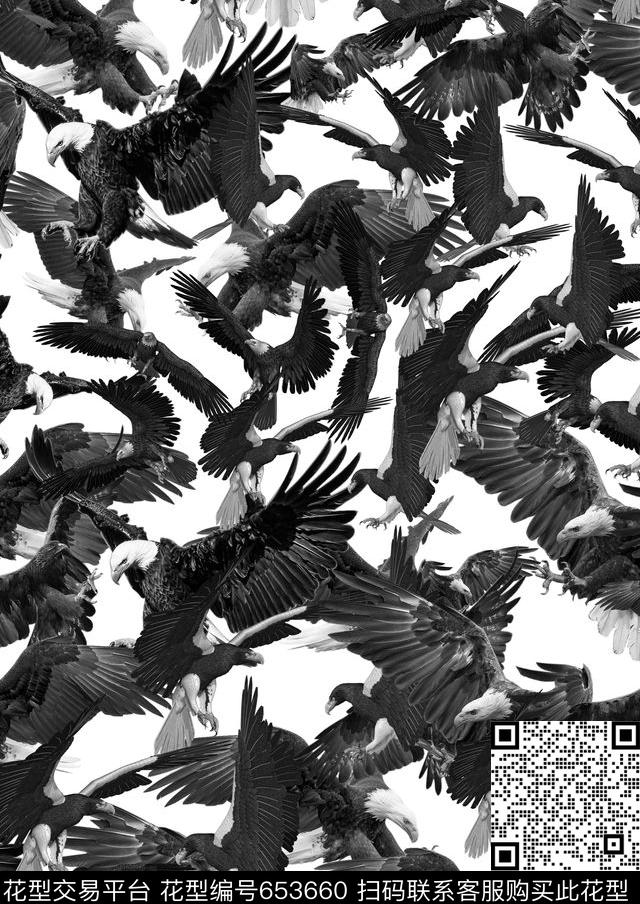大牌抽象老鹰数码印花华亿平台下载（图片编号: 653660） - 瓦栏（Walan）