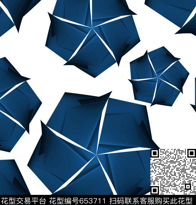 几何抽象花卉数码印花华亿平台下载（图片编号: 653711） - 瓦栏（Walan）
