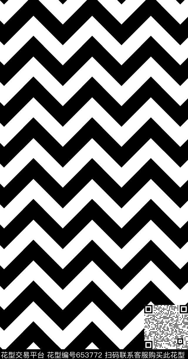 波浪条纹时尚泳装黑白印花传统印花华亿平台下载（图片编号: 653772） - 瓦栏（Walan）