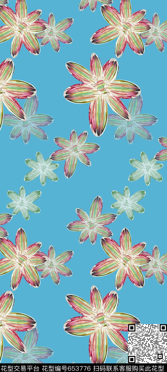 风格花卉创意花卉丝巾围巾秀场数码印花华亿平台下载（图片编号: 653776） - 瓦栏（Walan）
