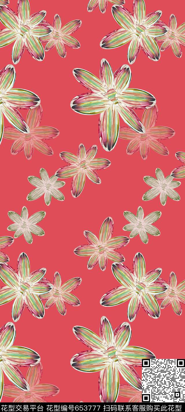 风格花卉创意花卉丝巾围巾秀场数码印花华亿平台下载（图片编号: 653777） - 瓦栏（Walan）