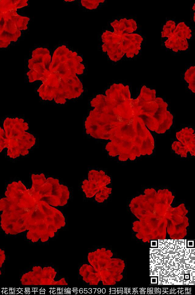 罂粟花大花花朵传统印花华亿平台下载（图片编号: 653790） - 瓦栏（Walan）