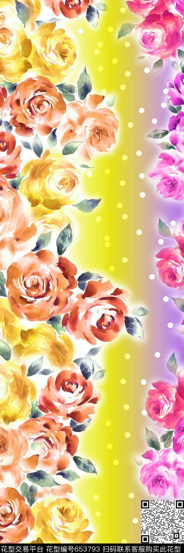 梦幻花卉渐变数码印花华亿平台下载（图片编号: 653793） - 瓦栏（Walan）
