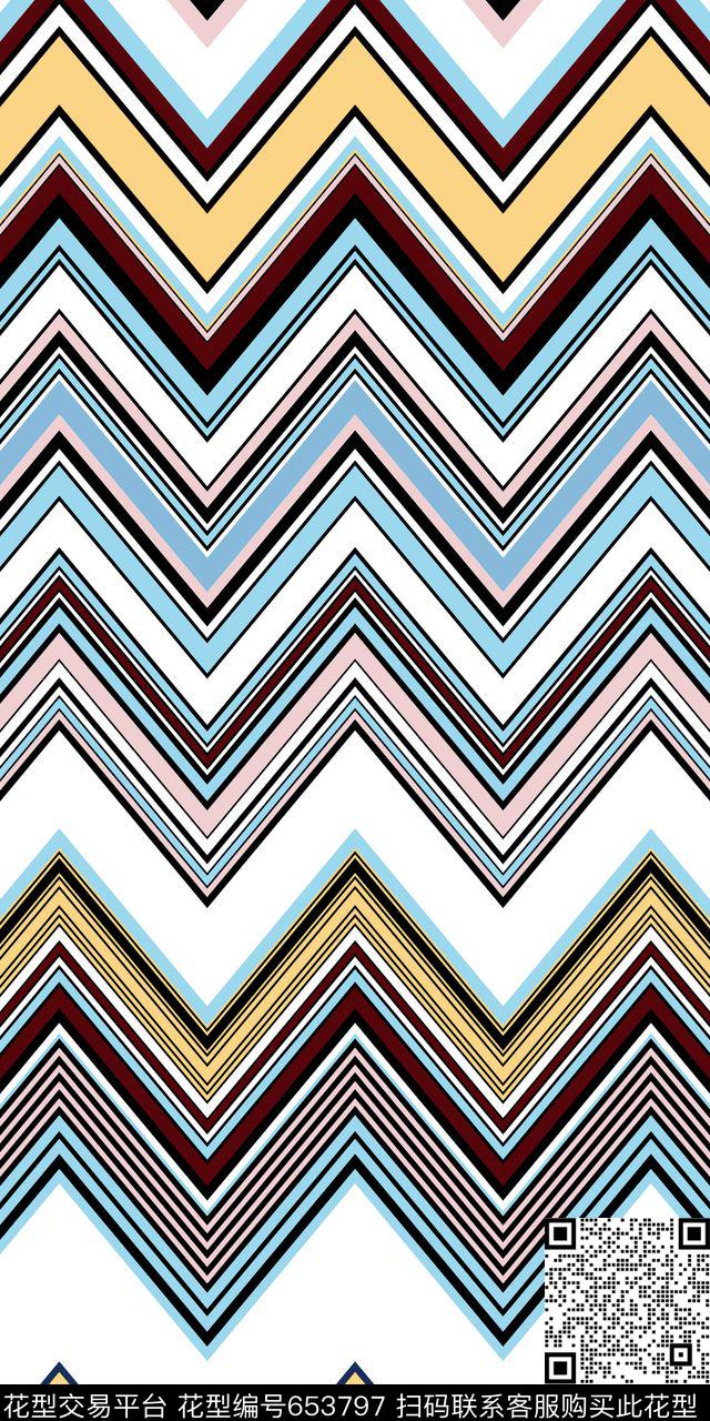 条纹几何水波纹传统印花华亿平台下载（图片编号: 653797） - 瓦栏（Walan）