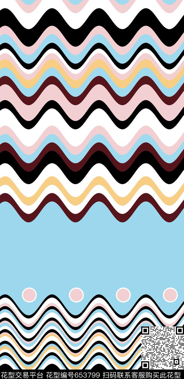 条纹几何水波纹传统印花华亿平台下载（图片编号: 653799） - 瓦栏（Walan）