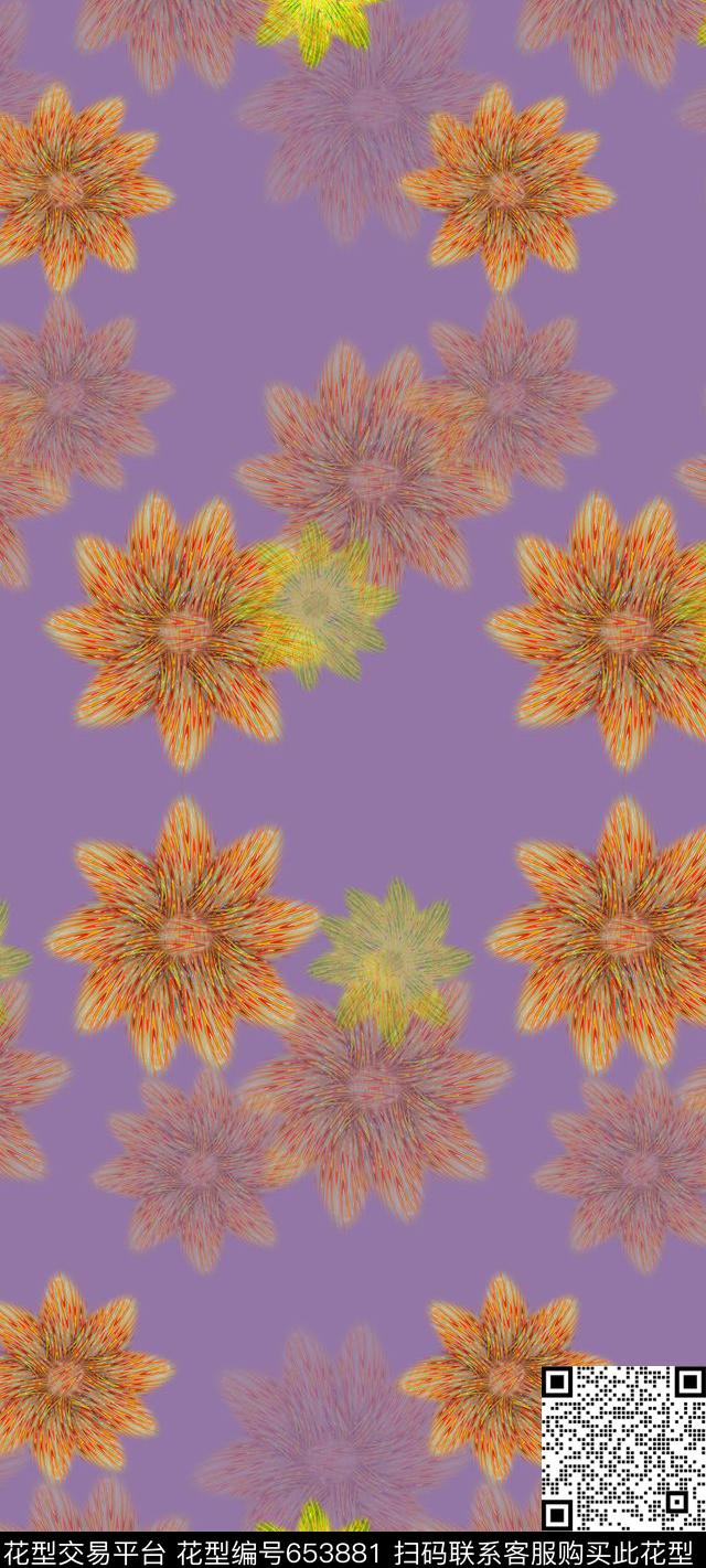 创意花卉丝巾围巾秀场花朵数码印花华亿平台下载（图片编号: 653881） - 瓦栏（Walan）