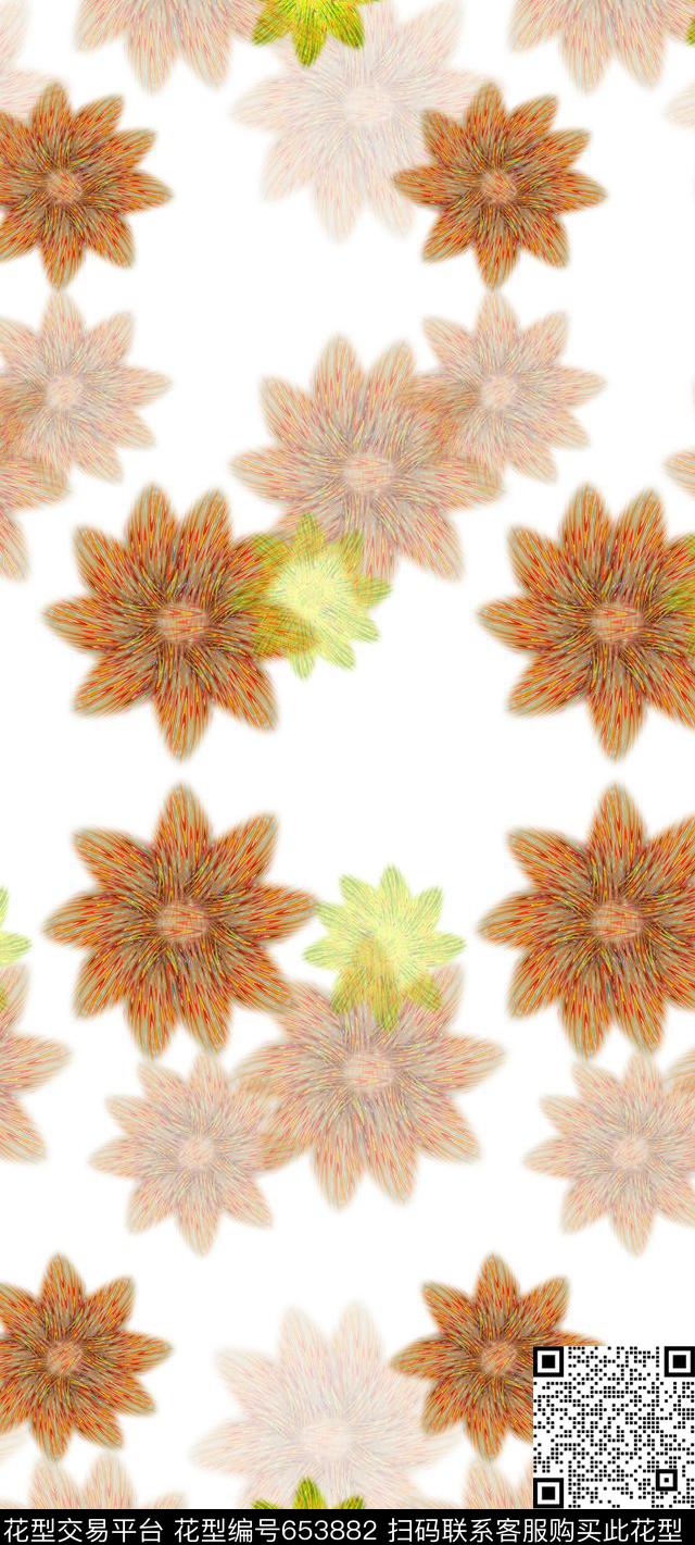 创意花卉丝巾围巾秀场花朵数码印花华亿平台下载（图片编号: 653882） - 瓦栏（Walan）