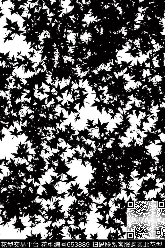 叶子纹几何五角星数码印花华亿平台下载（图片编号: 653889） - 瓦栏（Walan）