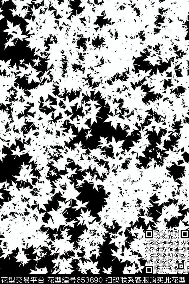 叶子纹几何五角星数码印花华亿平台下载（图片编号: 653890） - 瓦栏（Walan）