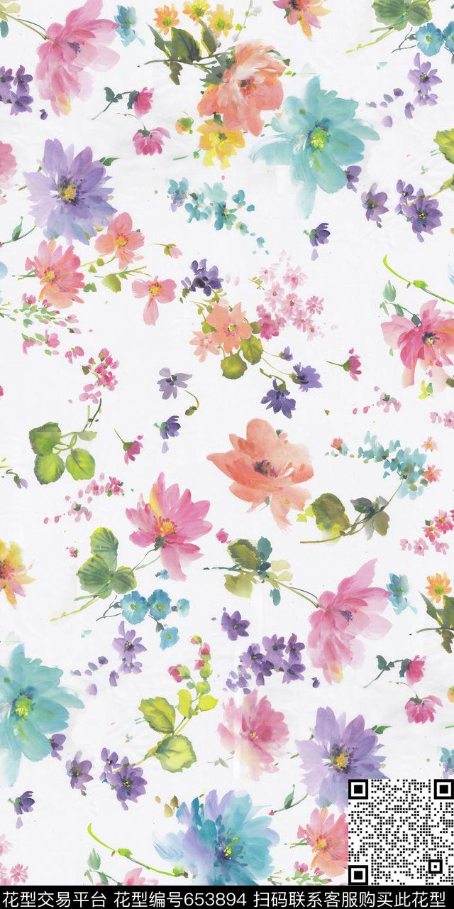 手绘花传统印花华亿平台下载（图片编号: 653894） - 瓦栏（Walan）