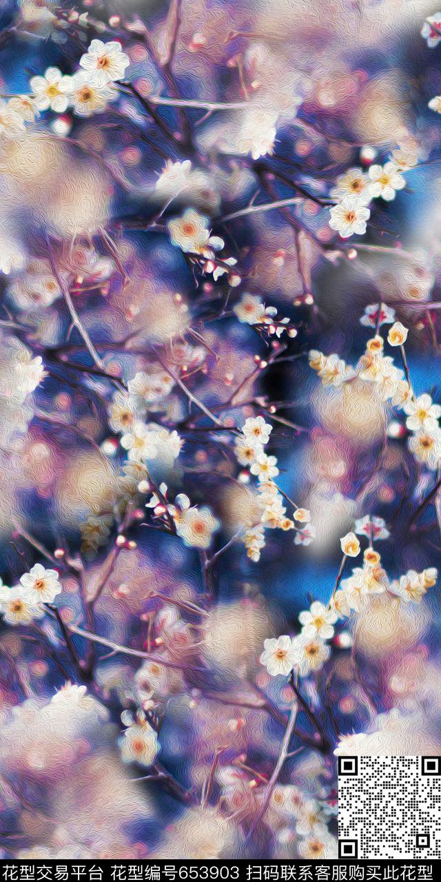 抽象油画云纹数码印花华亿平台下载（图片编号: 653903） - 瓦栏（Walan）