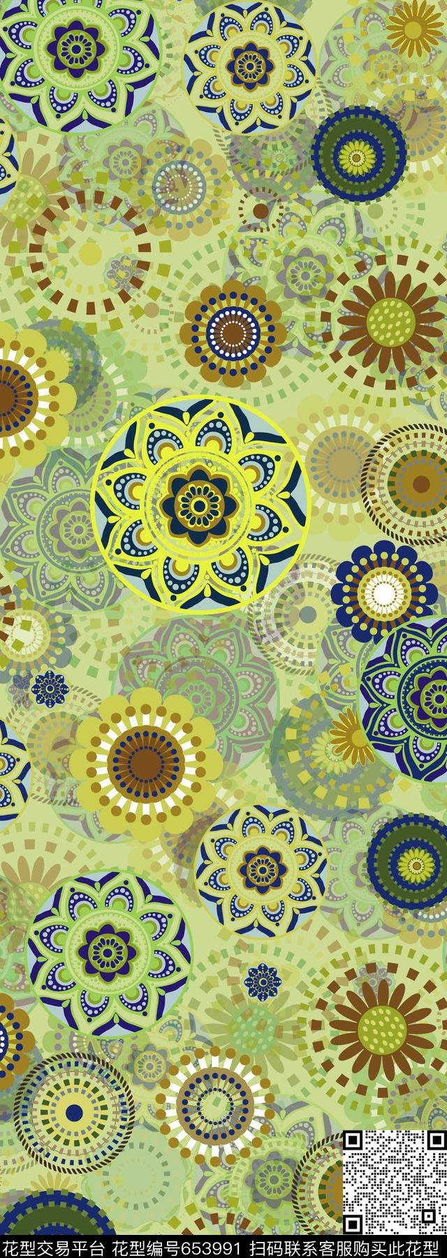 民族风圆形花纹几何传统印花华亿平台下载（图片编号: 653991） - 瓦栏（Walan）