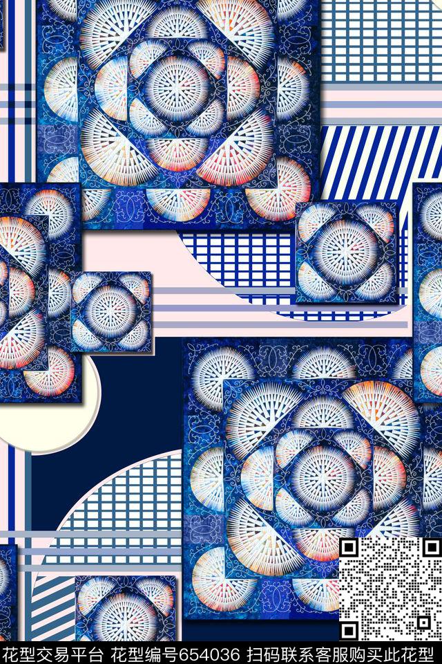 几何格子条纹传统印花华亿平台下载（图片编号: 654036） - 瓦栏（Walan）