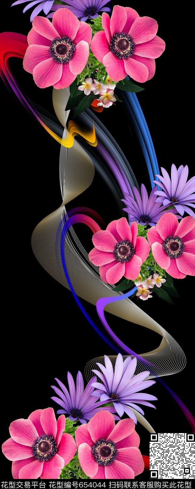 花卉炫彩数码印花华亿平台下载（图片编号: 654044） - 瓦栏（Walan）