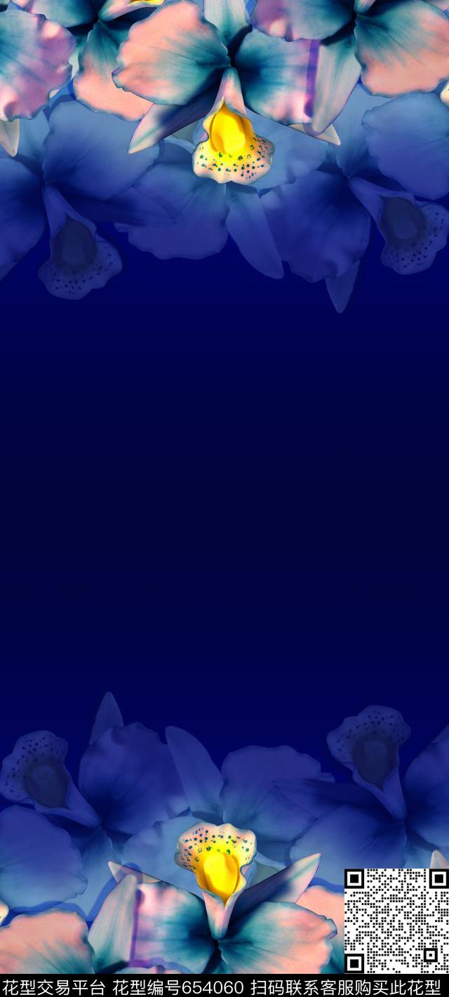 花卉水彩渐变数码印花华亿平台下载（图片编号: 654060） - 瓦栏（Walan）