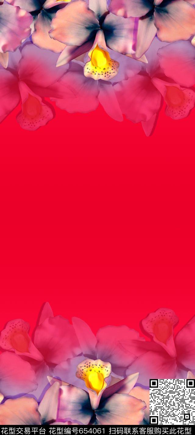 花卉水彩渐变数码印花华亿平台下载（图片编号: 654061） - 瓦栏（Walan）