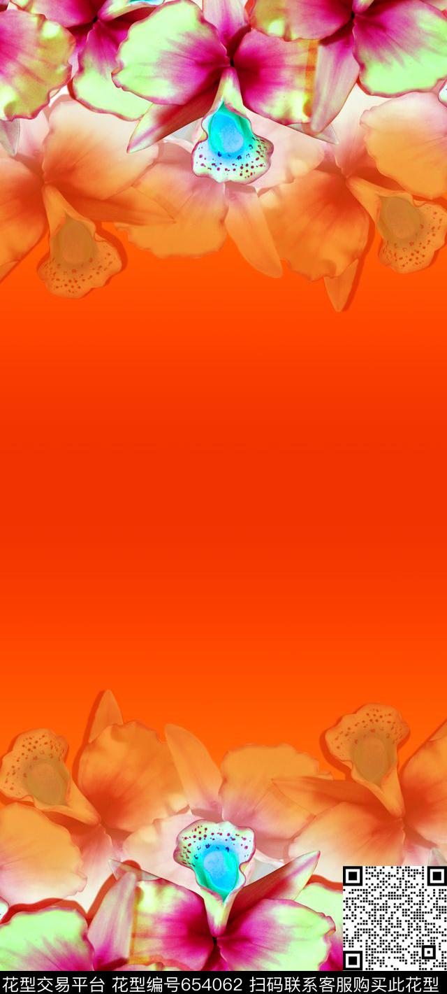 花卉水彩渐变数码印花华亿平台下载（图片编号: 654062） - 瓦栏（Walan）