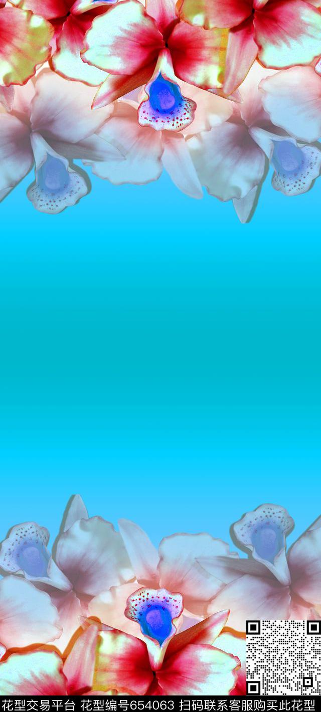 花卉水彩渐变数码印花华亿平台下载（图片编号: 654063） - 瓦栏（Walan）