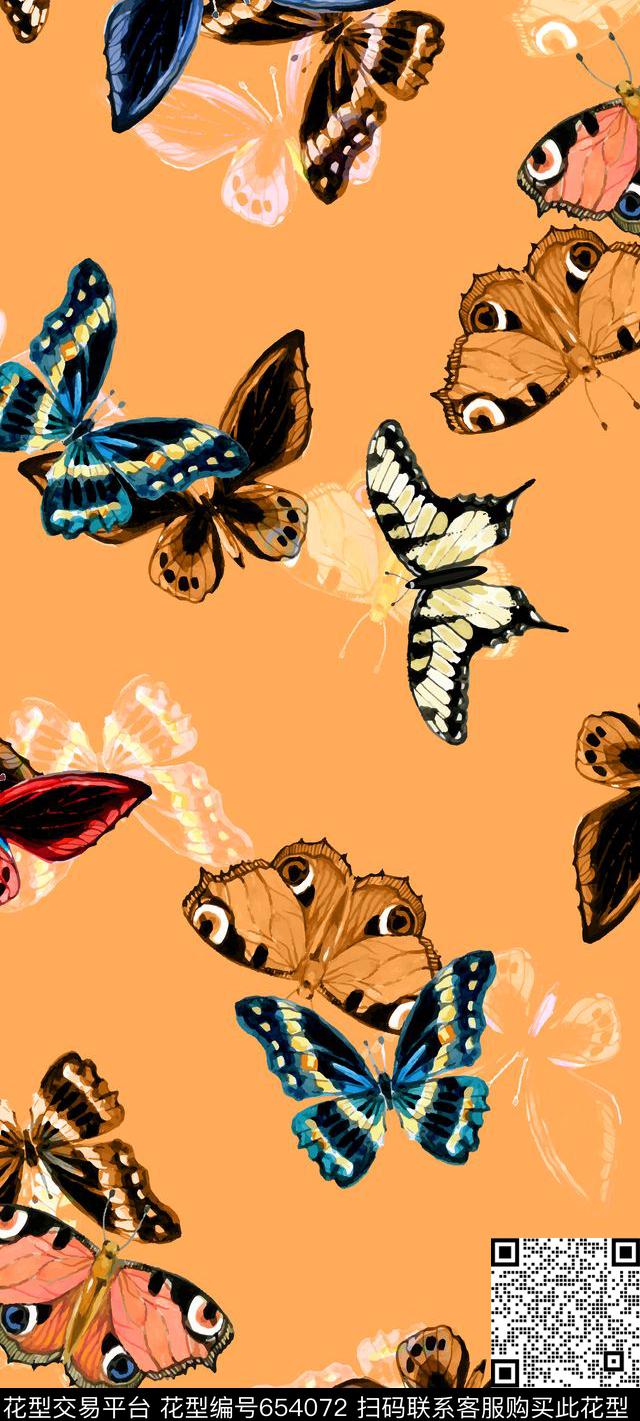 L.D~手绘蝴蝶丝巾传统印花华亿平台下载（图片编号: 654072） - 瓦栏（Walan）