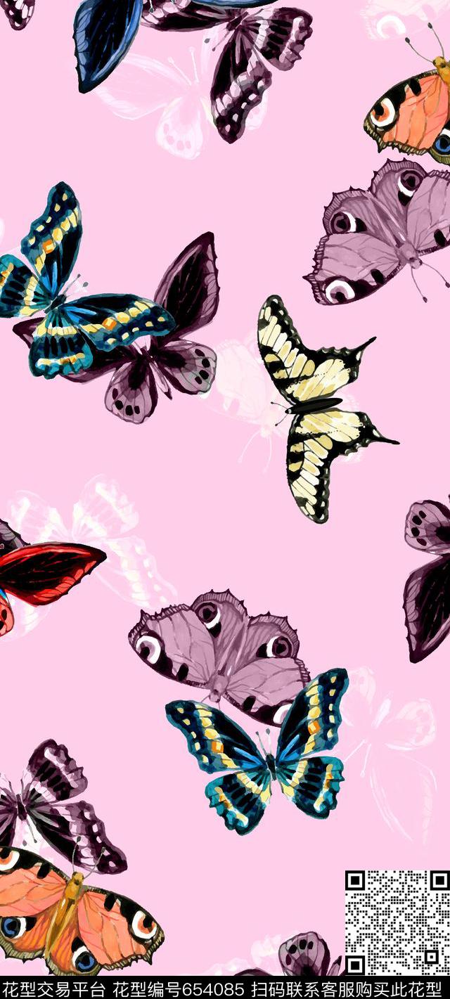 L.D~手绘蝴蝶丝巾传统印花华亿平台下载（图片编号: 654085） - 瓦栏（Walan）