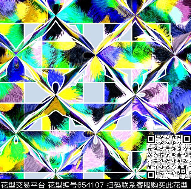 手绘几何沙发布女装数码印花华亿平台下载（图片编号: 654107） - 瓦栏（Walan）