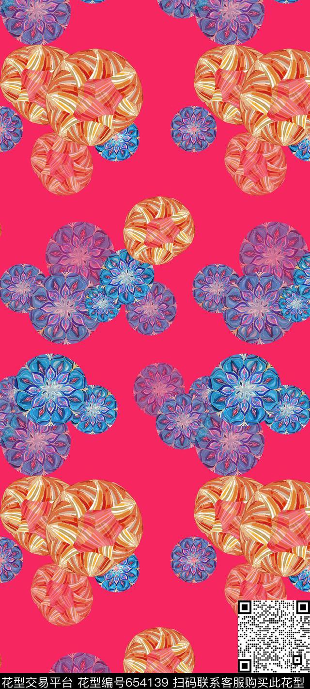 风格花卉创意花卉丝巾围巾秀场数码印花华亿平台下载（图片编号: 654139） - 瓦栏（Walan）