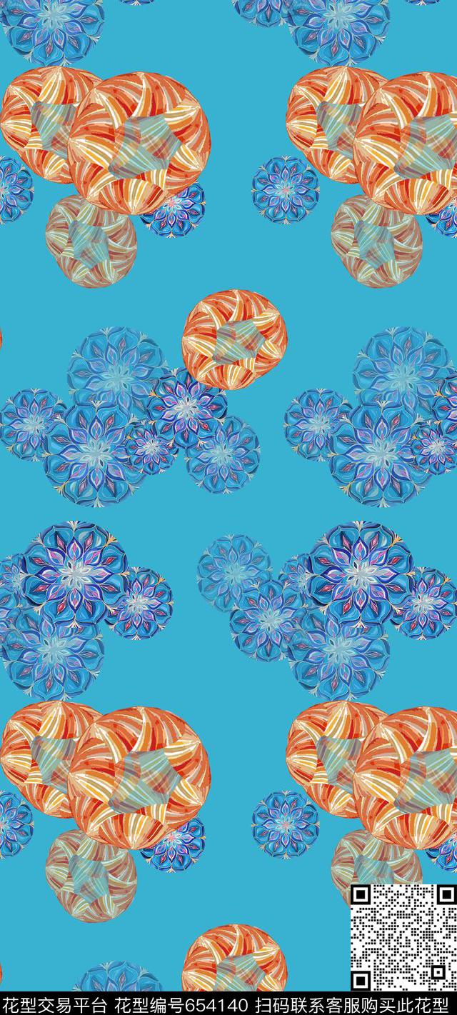 风格花卉创意花卉丝巾围巾秀场数码印花华亿平台下载（图片编号: 654140） - 瓦栏（Walan）