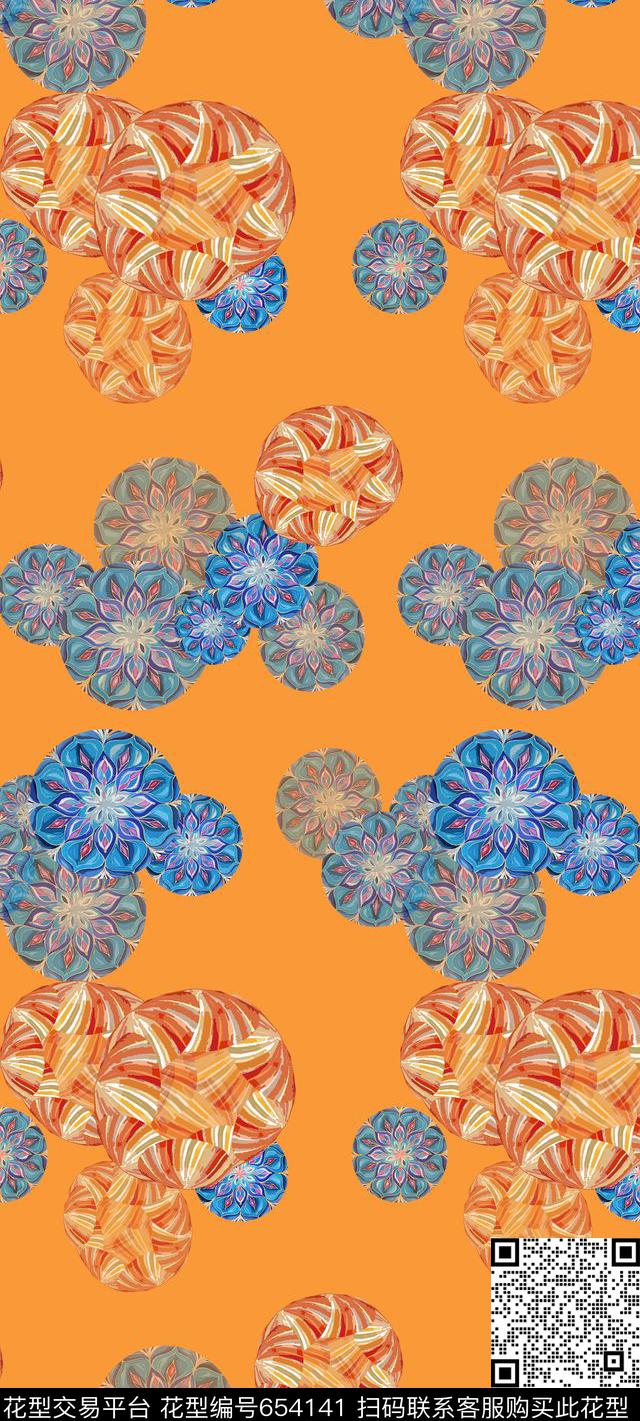 风格花卉创意花卉丝巾围巾秀场数码印花华亿平台下载（图片编号: 654141） - 瓦栏（Walan）