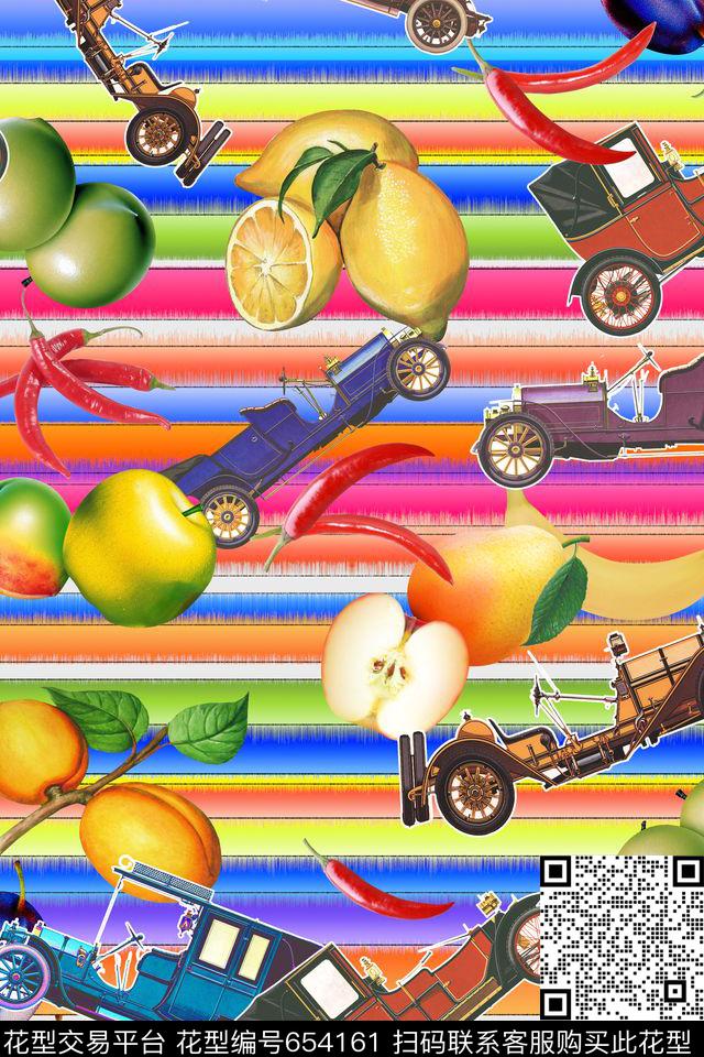 布艺家纺几何条纹水果数码印花华亿平台下载（图片编号: 654161） - 瓦栏（Walan）