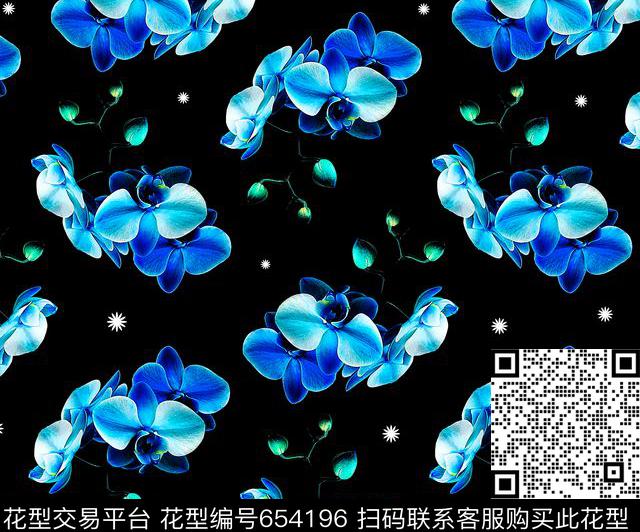 蝴蝶兰植物花卉数码印花华亿平台下载（图片编号: 654196） - 瓦栏（Walan）