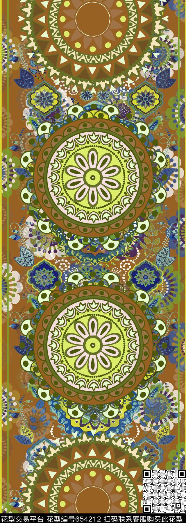 圆形花纹几何花纹民族风丝巾长巾传统印花华亿平台下载（图片编号: 654212） - 瓦栏（Walan）