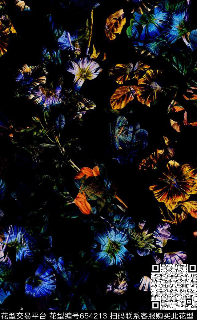 比基尼泳装花卉热带花卉数码印花华亿平台下载（图片编号: 654213） - 瓦栏（Walan）